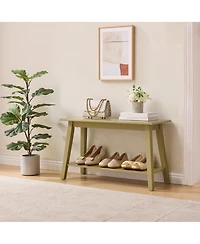 Kings Brand Furniture Wood Entryway Bench with Storage Shelf – Modern Accent Seating for Hallway, Bedroom, Living Room or Narrow Space-Saving S