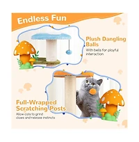 Aostirmotor 35" Cat Tower with Sisal Scratching Posts, Condo & Padded Platforms, Indoor Cat Tree