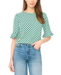 CeCe Women's Short-Sleeve Ruffle Cuff Blouse