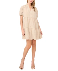 CeCe Women's Short-Sleeve V-Neck Babydoll Dress