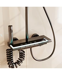 Lalahoo 3-Spray Shower Faucet 2.5 Gpm with Digital Display, Led Ambient Light, and 3-Mode Hand Shower.