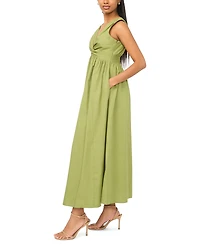Msk Women's V-Neck Knot Bust Maxi Dress