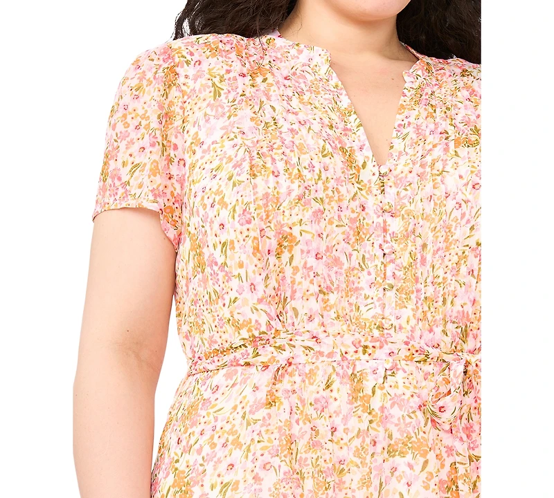 Msk Plus Split V-Neck Midi Dress