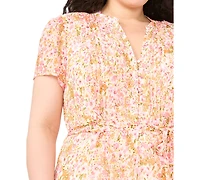 Msk Plus Split V-Neck Midi Dress