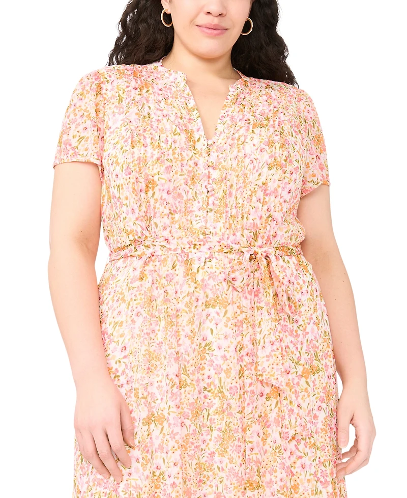 Msk Plus Split V-Neck Midi Dress