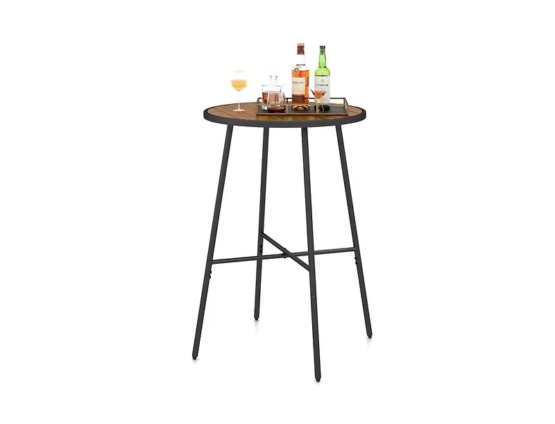 Slickblue Patio Round Bar Height Table 41 Inch with Acacia Wood Top