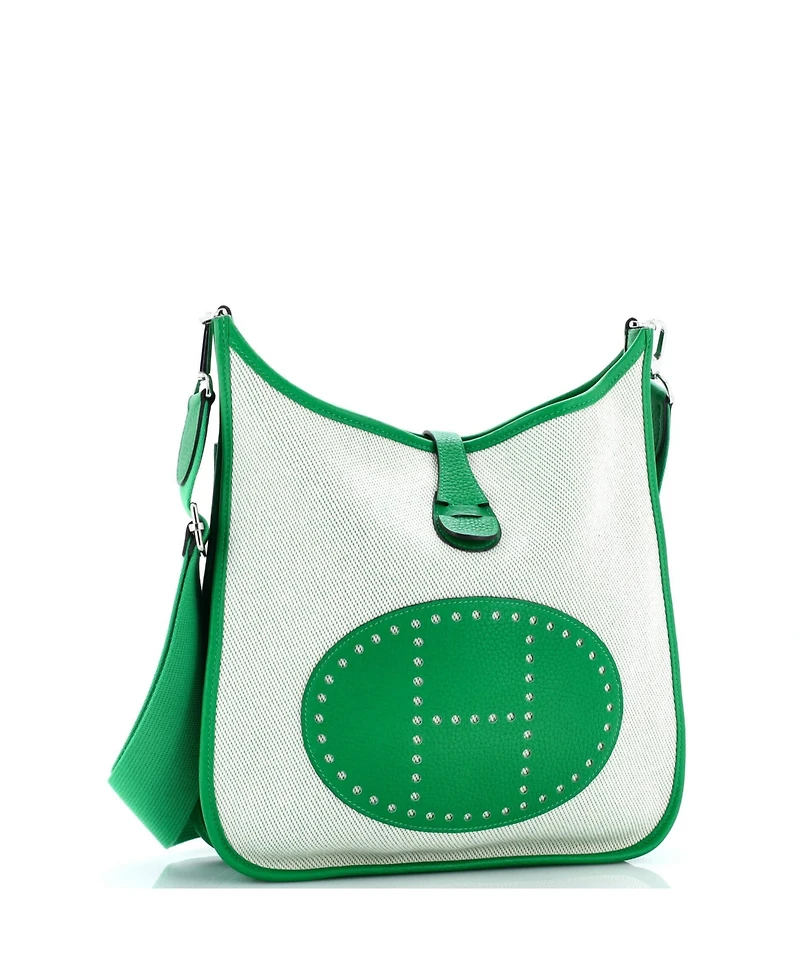 Pre-Owned HERMES Pm Evelyne Bag Gen Iii Toile and Leather