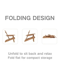 Clihome Outdoor Wooden Folding Adirondack Chair Set of 2 with BackRest, Wood Patio Chair for Garden Backyard