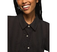 Lucky Brand Women's Lace Short-Sleeve Boyfriend Button-Down Shirt