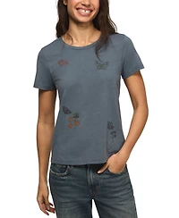 Lucky Brand Women's Classic Fit and Floral Butterfly T-Shirt
