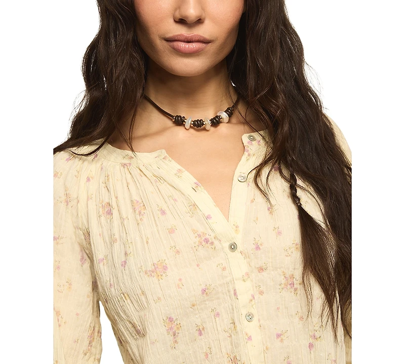 Lucky Brand Women's Scoop Neck Button Top