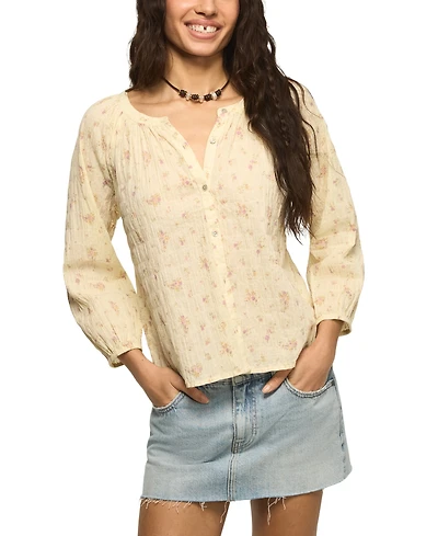 Lucky Brand Women's Scoop Neck Button Top