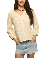 Lucky Brand Women's Scoop Neck Button Top