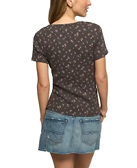 Lucky Brand Women's Crochet Trim Short-Sleeve Henley Top