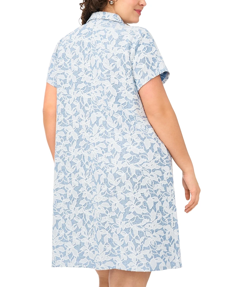 Msk Plus Collared Neck Zip-Front Short Dress