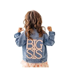 Sweet Wink Toddler Girls Big Sis Pearl Patch Denim Jacket