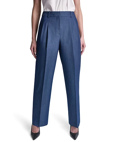 Dkny Petite Dressy Straight Fit Denim Trousers