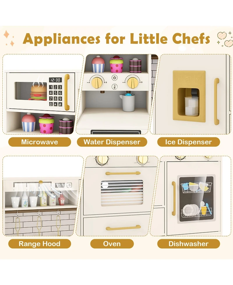 Mecale Pretend Toy Kitchen Set with Stove & Water Dispenser for Role-Playing Fun