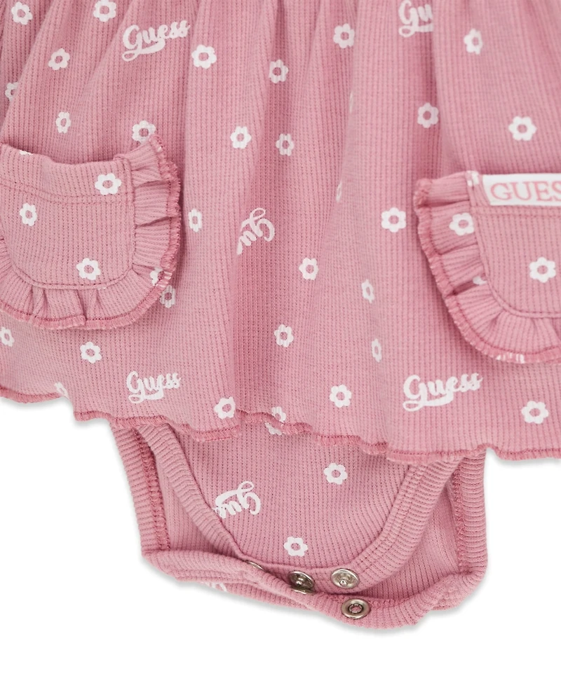 Guess Baby Girls' Stretch Rib Long-Sleeve Bodysuit and Pant, 2-Piece Set