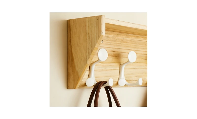Yigii Lightweight Hardwood Coat Rack with 5 Hooks for Entryways