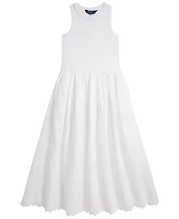 Polo Ralph Lauren Girls' 7-16 Eyelet-Skirt Ribbed Cotton Maxi Dress