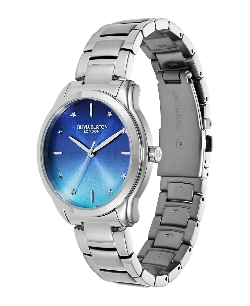 Olivia Burton Women's Colourwave Silver Tone Stainless Steel Bracelet Watch, 36mm