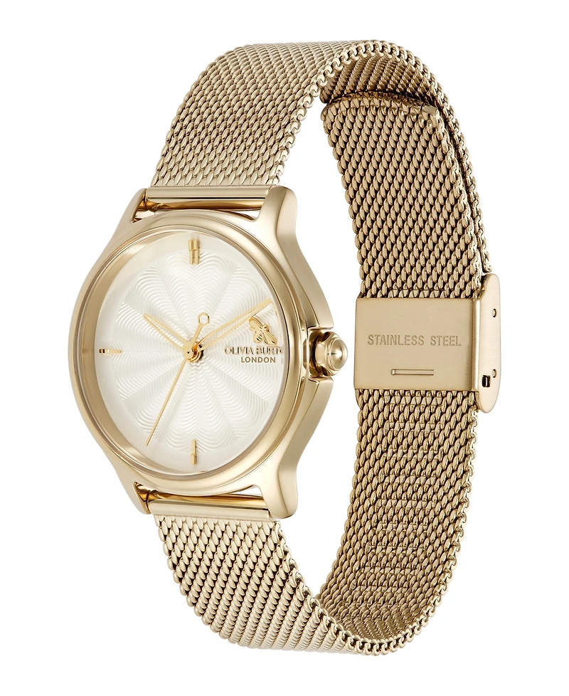 Olivia Burton Women's Ob Classic Bee Gold Tone Stainless Steel Mesh Bracelet Watch, 29.8mm