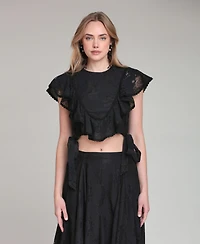 Avec Les Filles Women's Ruffle-Trimmed Top