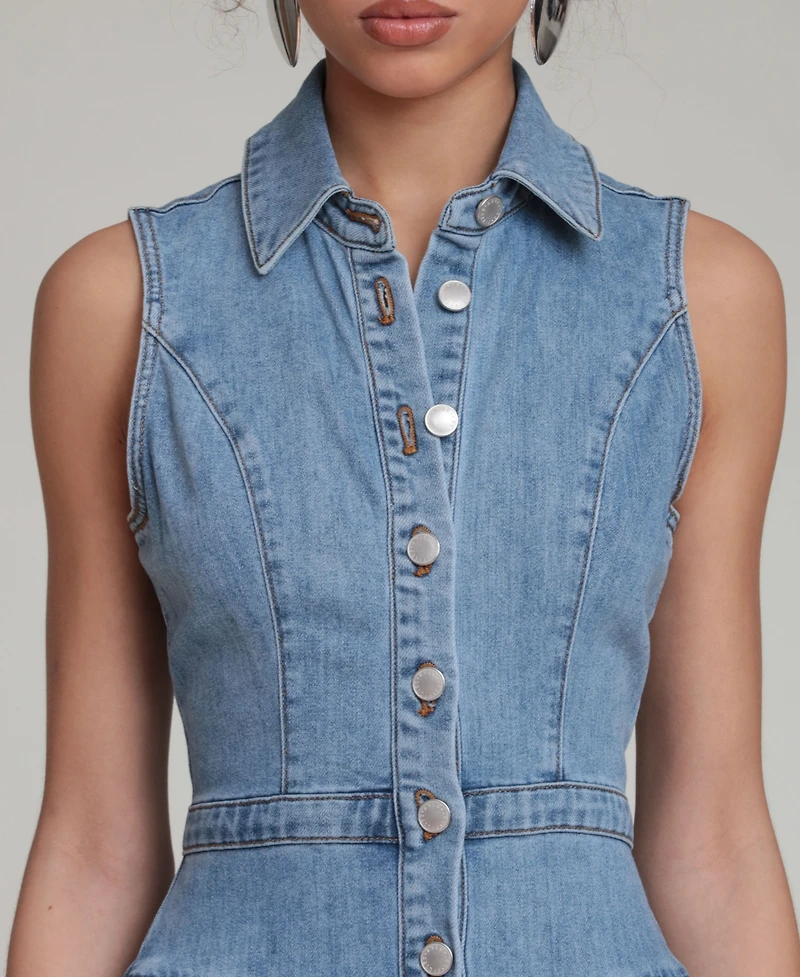 Avec Les Filles Women's Spread Collar Midi Dress