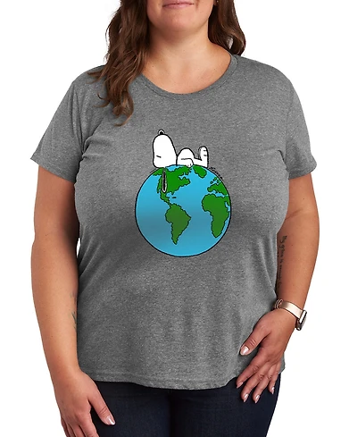 Hybrid Apparel Plus Peanuts Snoopy Earth Short-Sleeve Graphic T-Shirt