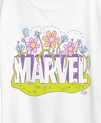 Hybrid Apparel Plus Marvel Logo Florals Short-Sleeve Graphic T-Shirt