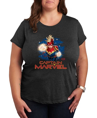 Hybrid Apparel Plus Captain Marvel Space Logo Short-Sleeve Graphic T-Shirt