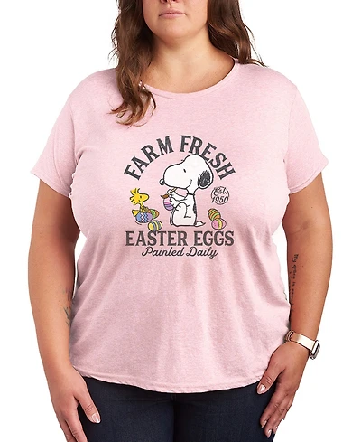 Hybrid Apparel Plus Peanuts Farm Fresh Easter Eggs Short-Sleeve Graphic T-Shirt