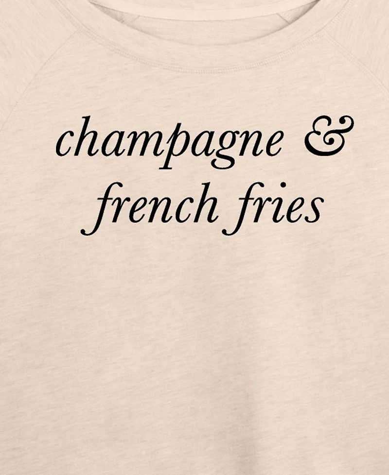 Hybrid Apparel Plus Instant Message Champagne and French Fries Terry Long-Sleeve T-Shirt