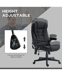 Vinsetto Massage Office Chair with 6 Points Heat Linen Executive Office Chair Black