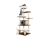 Aostirmotor 7-Layer Wooden Cat Tower with Sisal Posts & Cozy Condo, Tall Indoor Cat Tree for Climbing & Play
