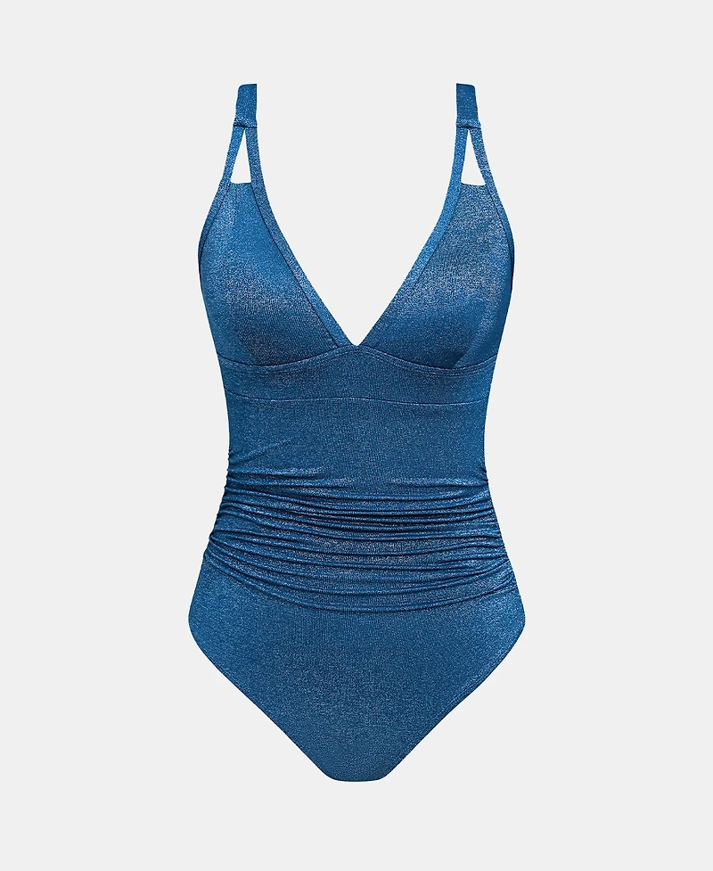 Cupshe Women's Shimmering One-Piece Swimsuit with Plunging Neckline