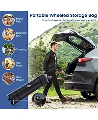 Mecale 10x10 ft Pop-Up Canopy Tent with Wheeled Bag, 8 Stakes & 4 Wind Ropes