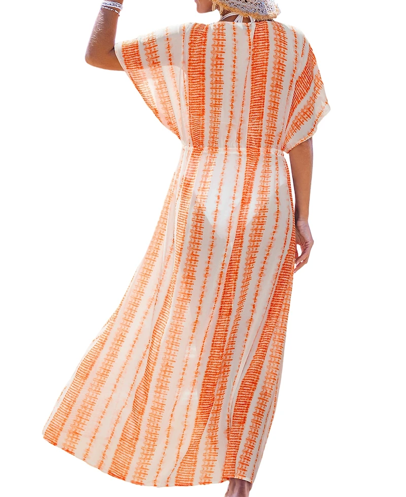 Cupshe Women's Cabana Diva Striped Cover-Up Maxi Beach Dress