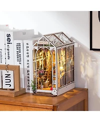 Robitime Book Nook Kit Diy Miniature House Kit, 3D Wooden Puzzle Garden House, Bookend Bookshelf Insert Decor, Diorama Kit Christmas Birthday Gift