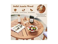 Slickblue 39 Inch Patio Acacia Wood Bar Height Table with Slatted Design