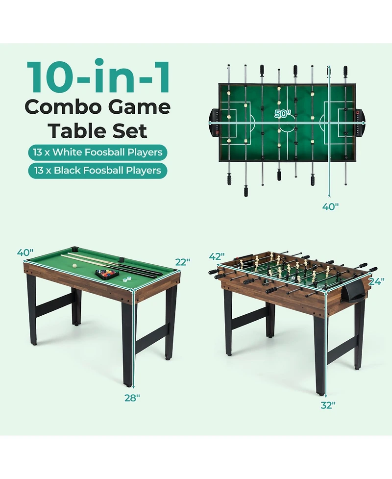 Mecale 50" 10-in-1 Multi-Game Table with Foosball