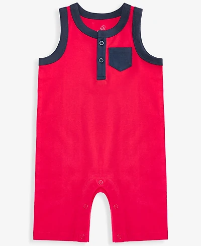 First Impressions Baby Boys' Solid Cotton Henley Tank Sunsuit, Macy's Exclusive