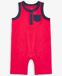First Impressions Baby Boys' Solid Cotton Henley Tank Sunsuit, Macy's Exclusive