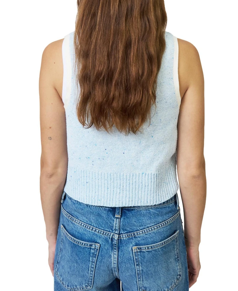 Central Park West Women's Celeste Tweed Yarn Collared Top