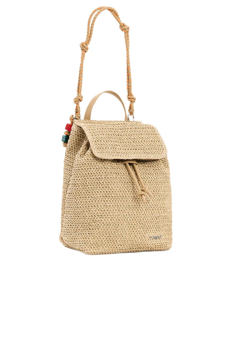 Desigual Women's Small raffia backpack charms