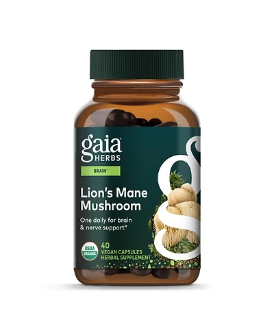 Gaia Herbs Organic Lion's Mane Mushroom - Brain and Nerve Support Supplement to Help Maintain Neurological Health