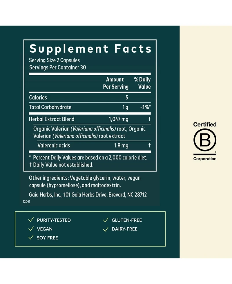 Gaia Herbs Valerian Root - Natural Sleep Support for a Natural Calm to Help Relaxation to Prepare for Sleep - With Organic Valerian Root Extract