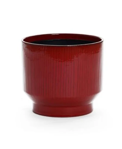 Luxenhome Red Wine 13 Inch Round Ceramic Planter