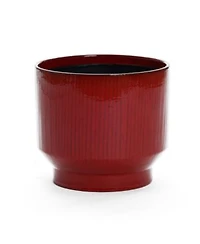 Luxenhome Red Wine 13 Inch Round Ceramic Planter